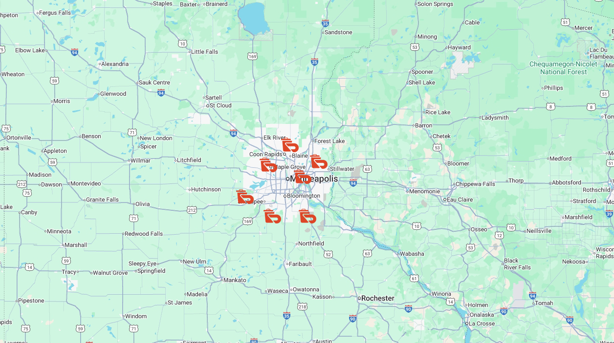 service locations are displayed on the map